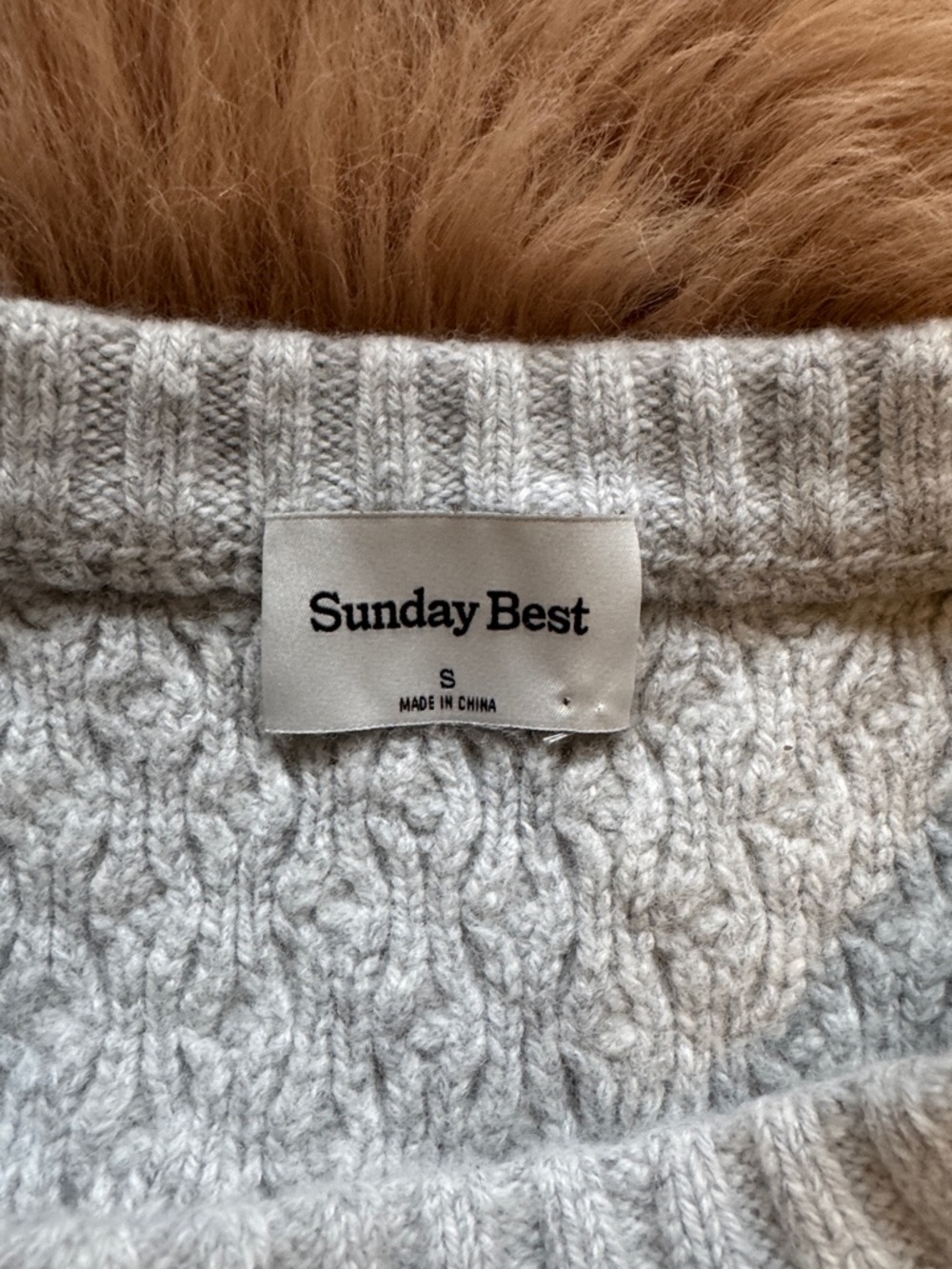 Sunday Best Light Gray Cable-Knit Cropped Crewneck Sweater - Picture 2 of 2